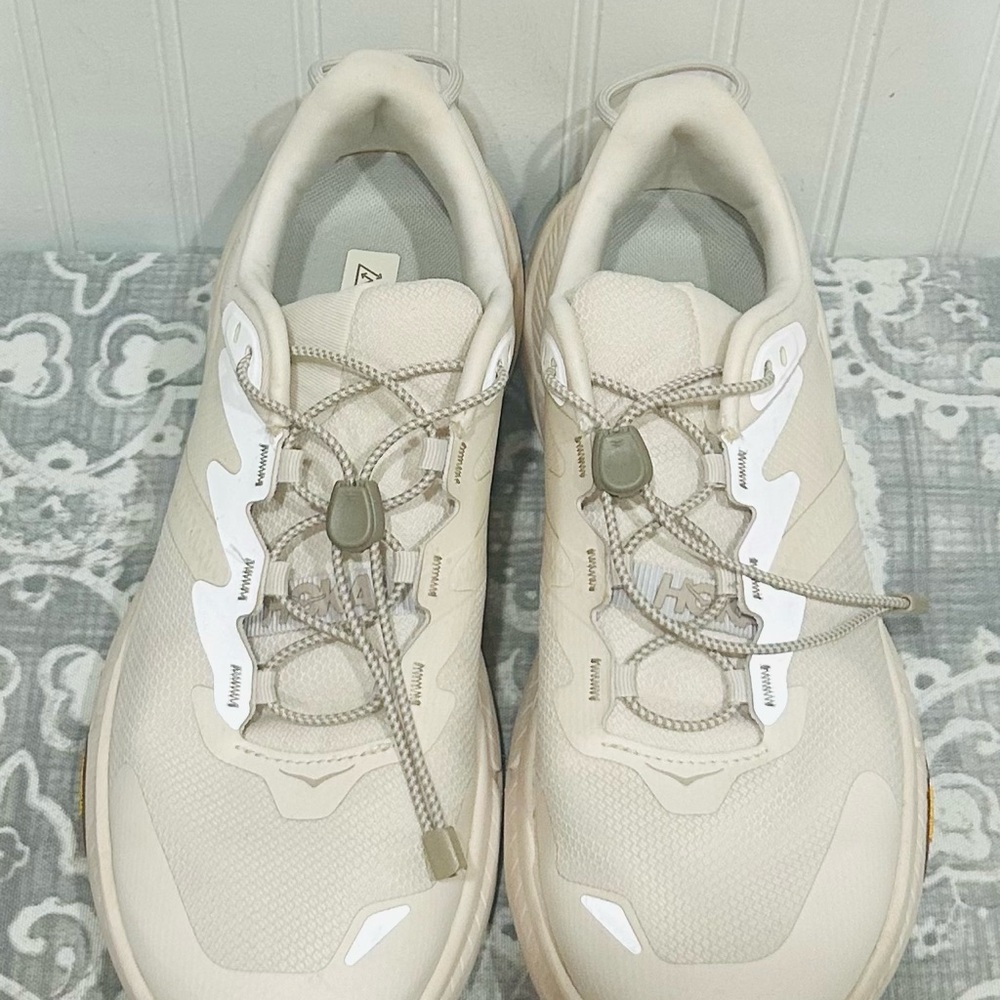Hoka White and Tan Running Shoes - Picture 2 of 4